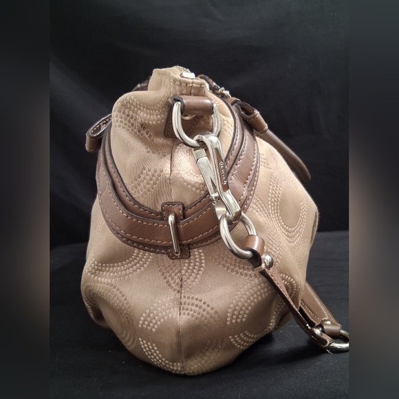 Coach Madison Dotted Op Art Sophia Satchel Fabric & Leather Shoulder Bag 15957 - Picture 9 of 16